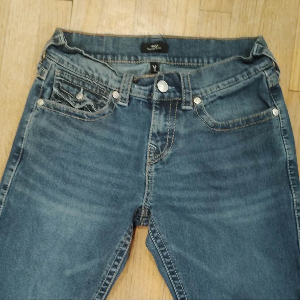 True Religion Men's Ricky Relaxed Fit Jeans Medium Wash Blue 30 Waist 32 Inseam